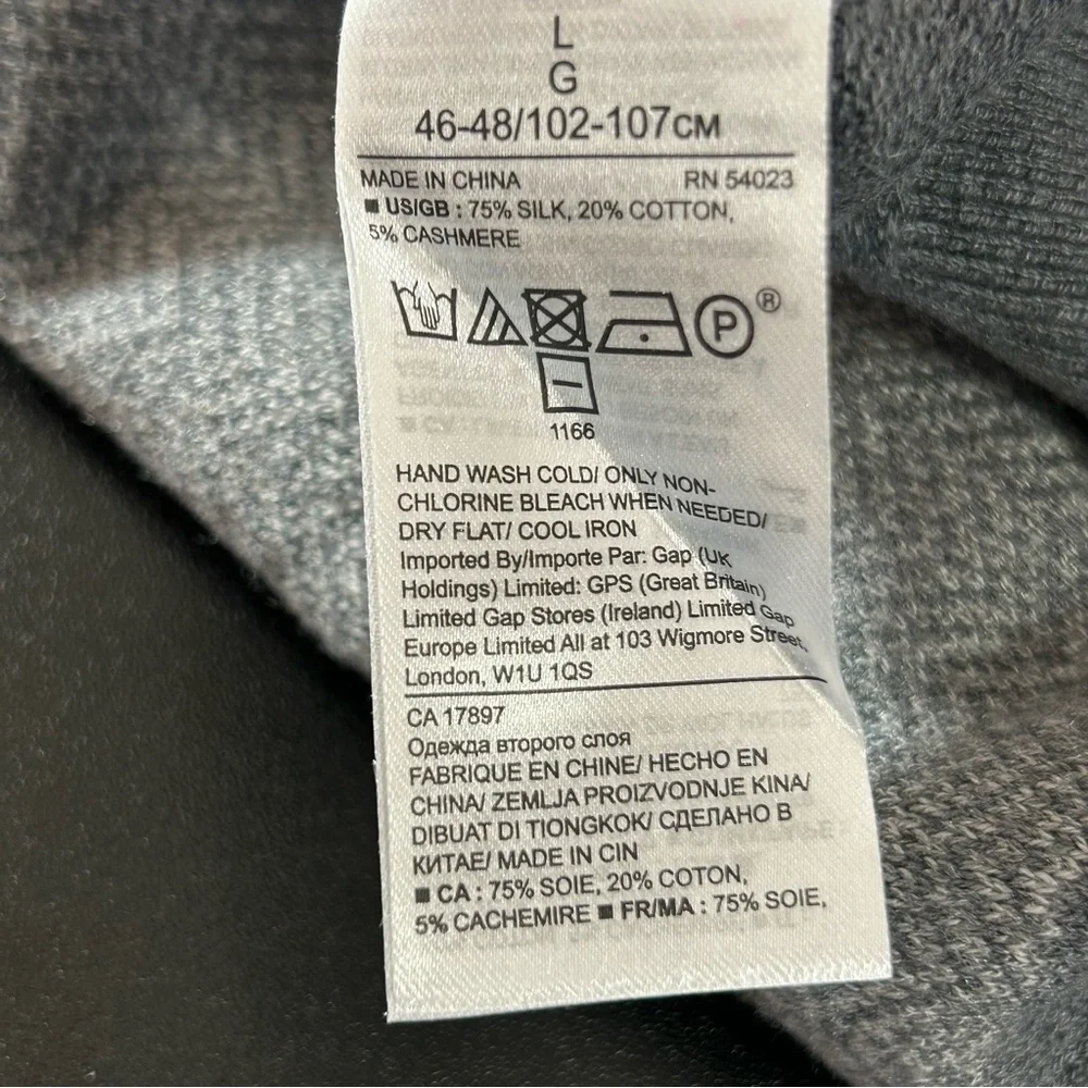Banana Republic Sweater Men's Silk Cashmere Cotton Crewneck Gray Size Large